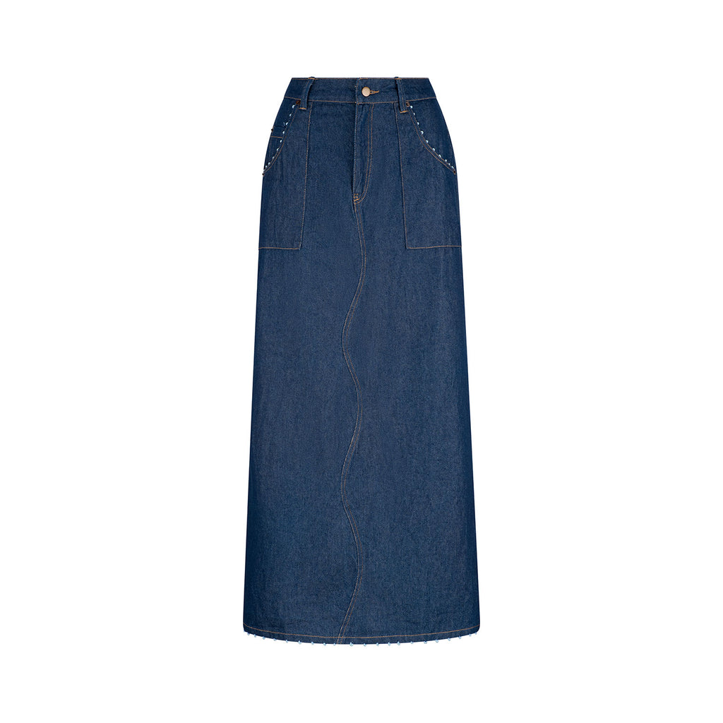 Wave Denim Skirt