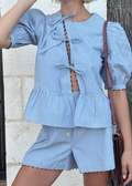Lily Asymmetric Peplum Tie Blouse
